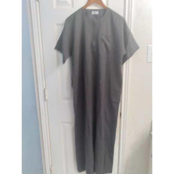 Gray Thobe‎ Islamic Muslim Men's Short Sleeve Abaya Maxi Dress - Picture 4 of 5